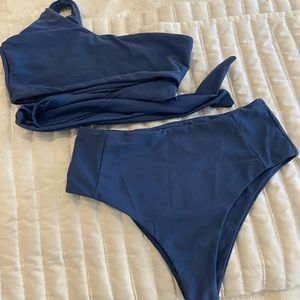 Shien blue wrap top bikini